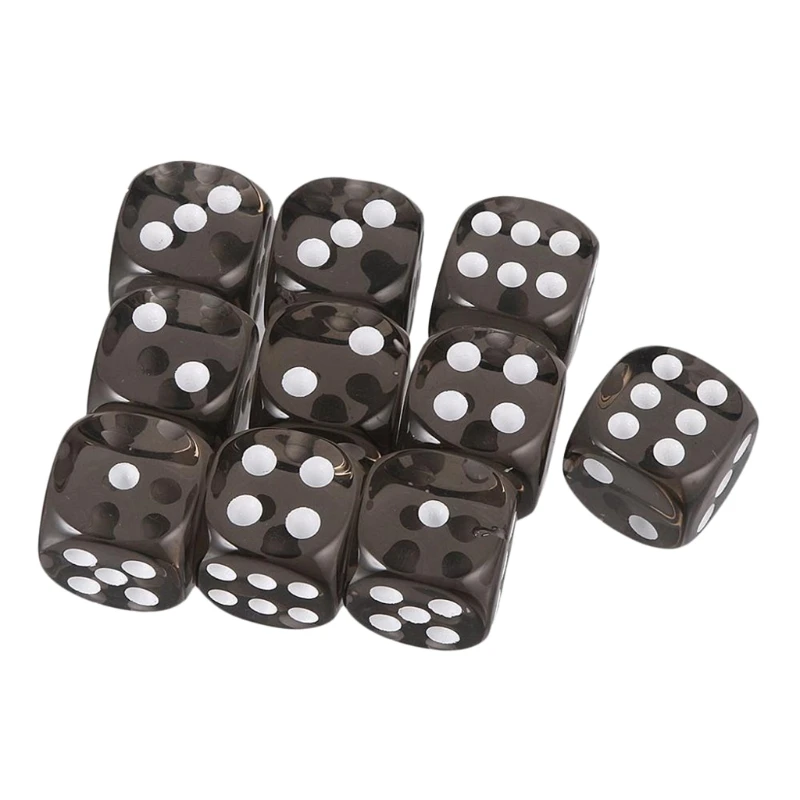 yunyun 10 Pcs 6 Sided DIY Game Printing Engraving Kid Educational Toys Digital Number Acrylic Transparent Dice For Party Family