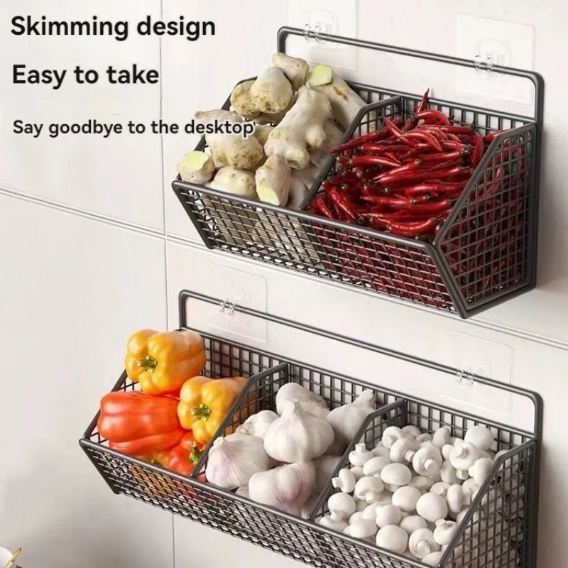 

1Pc/ Punch-Free Ginger Garlic Hanging Basket Kitchen Storage Rack Wall-Mounted Spice Box Household Artifact Onion Ginger Garlic