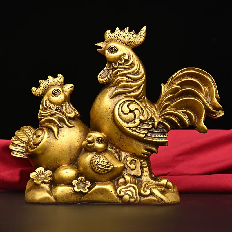 

Guyunzhai Brass Decoration Copper GOLDEN ROOSTER Blessing Family Happy Chicken Home Crafts Orname