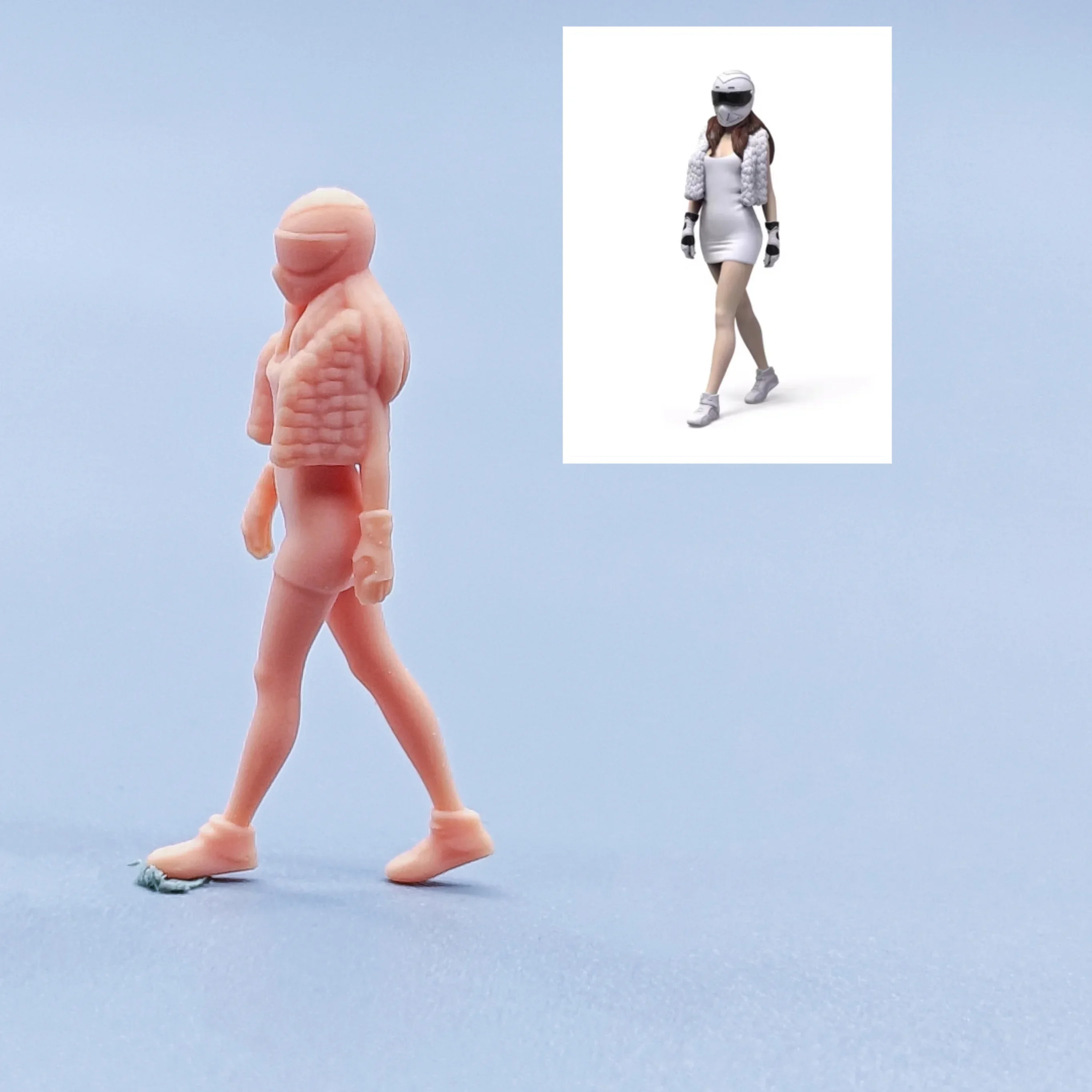 Figuras a escala 1/64, casco de resina, chica de carreras, miniaturas sin colores, Diorama pintado a mano C332