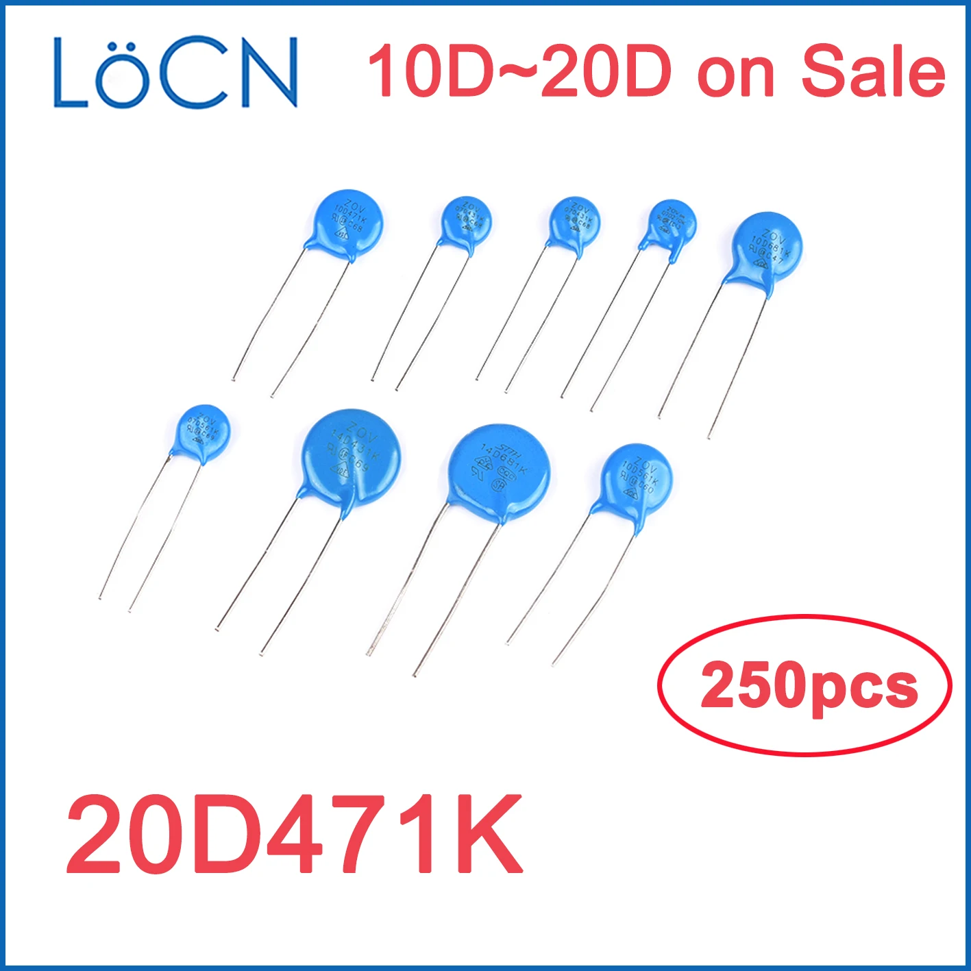 

250 шт. варистор 20D 20D471K 20 мм 470 В 471 VDR Mass Lot LoCNService 10D 14D