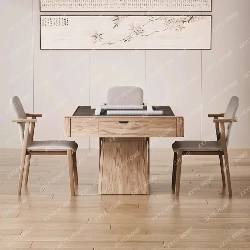 

LSolid mahjong table, dining table, dual-purpose mahjong machine, automatic silent coffee table, one-piece log wind
