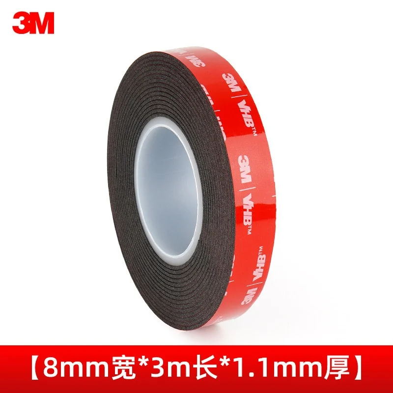 3M 5952 Starkes doppelseitiges Klebeband VHB, hochviskoses, dickes, festes, fahrzeugmontiertes, schwarzes Klebeband für Fahrtenschreiber, keine Spuren