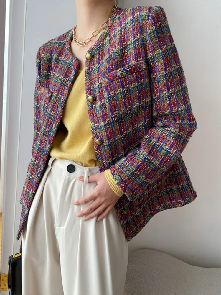 Red braided tweed jacket prefall classic one-piece little fragrance jacket