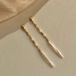 New Arrival 100% Natural Freshwater Pearl 14K Gold Filled Ladies Tassels Stud Earrings Jewelry For Women Anti Allergy