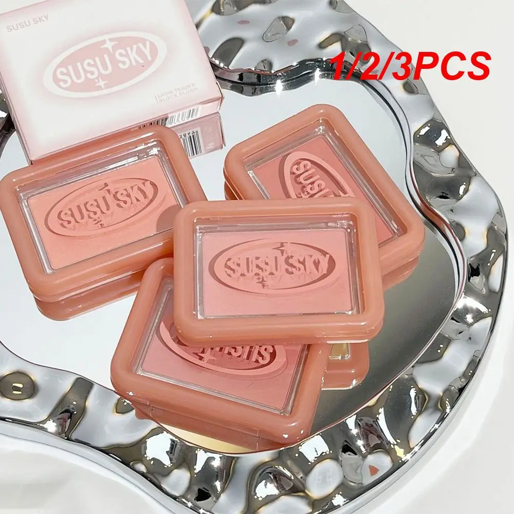 1/2/3PCS Shimmer Blush Student Block Super Translucent Blush Square Blush Gesichts-Make-up Essential Natural Blush Verbessert den Hautton