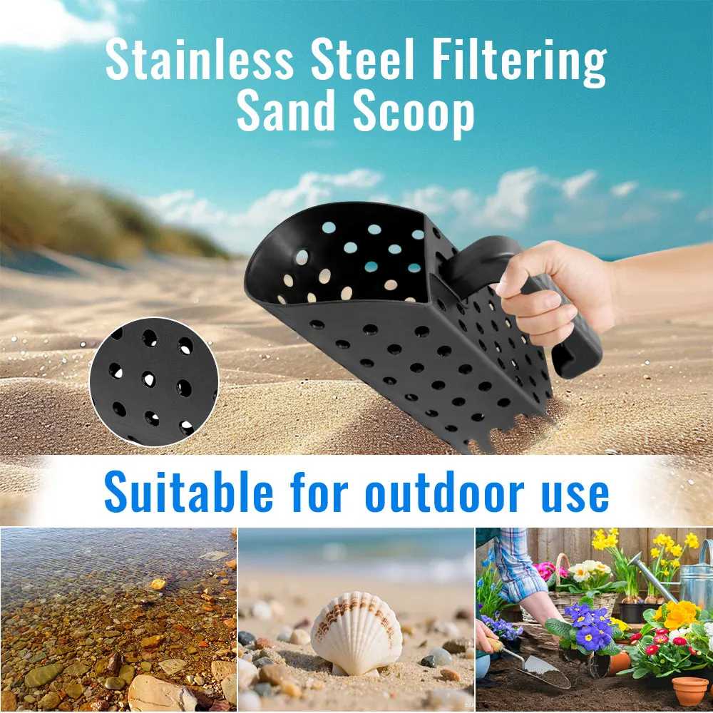 Plastic Metal Detector Shovel Rust Resistant Compact Detecting Sifter Versatile Manual Sand Scoop Shovel for Outdoor Beach ABS