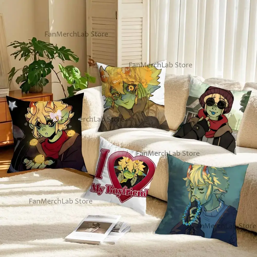 

M-Mushroom O-Oasis Anime Pillow Covers Cartoon Sofa Decorative Home Double-sided Printing Short Plush Cute Cushion Cover
