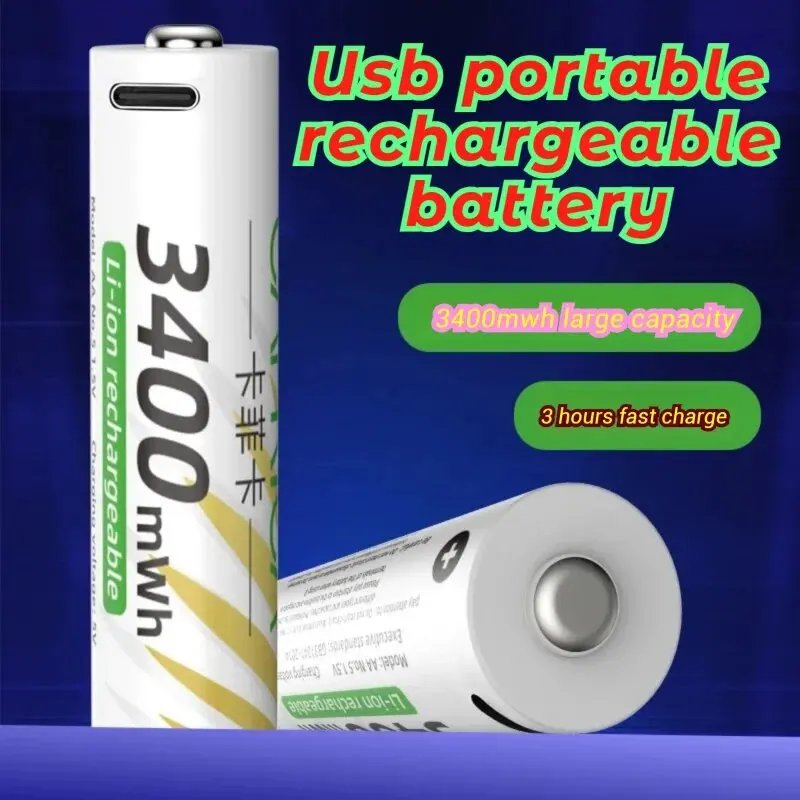 جديد ليثيوم أيون AAA و️ AA بطاريات قابلة للشحن USB ليثيوم أيون 3400mWh 1.5V AA بطاريات قابلة للشحن + 800mWh 1.5V AAA Batt