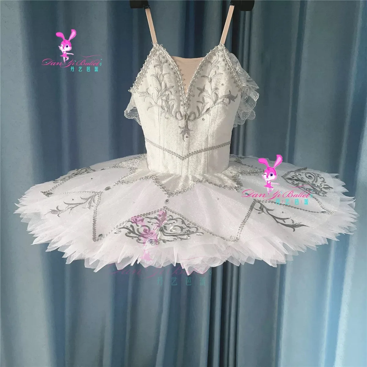 Danyi Ballet White Silver Fairy simple Adult Children's Competition dress tutu disk skirt performance dress professionally custo