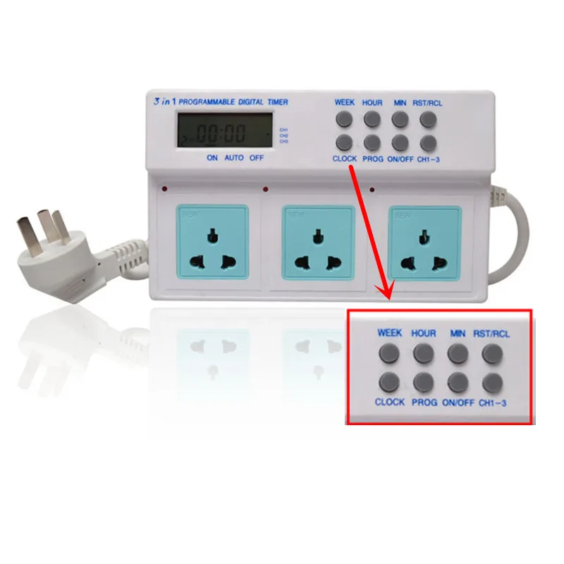 

3 in 1 Programmable Digital Timer Socket LCD Power Timer Controler For Fish Aquarium Lighting Heater Filter Air Pump Dosing Pump