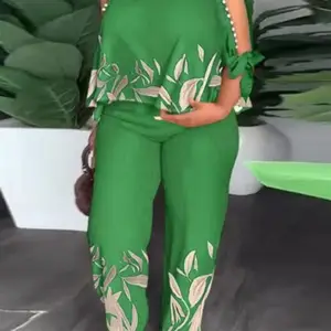 Vonda-Shots Vintage gemustert Bohemian und lange Hosen für Frauen, kalte Schulter, 3/4 Loose Sleeve, Casual Fashion, Sommer, 2024 8 Hauptverkäufe Frauenhemd kaltes Mesh - №7