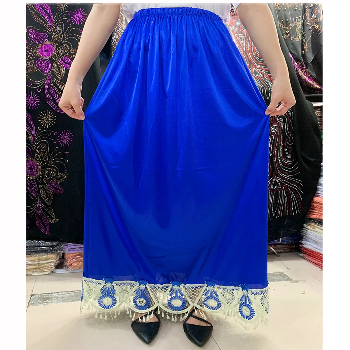 Wholesale Summer Women Plain Stretch Elasticated Ladies Mid Length Long Skirt Solid Minimalist Loose Casual Home Street Skirts