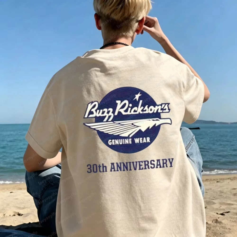 2026 New Buzz Rickson's 30th‑Anniversary Retro Short‑Sleeve T‑Shirt, Vintage Eagle Print, Unisex Casual Top for Beach Outdoor