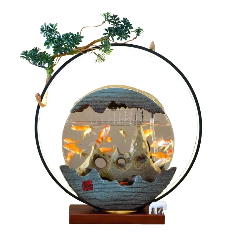 

Office decoration aquarium box decoration aquarium fish tank Small fish tank Circulating ecological landscape decoration