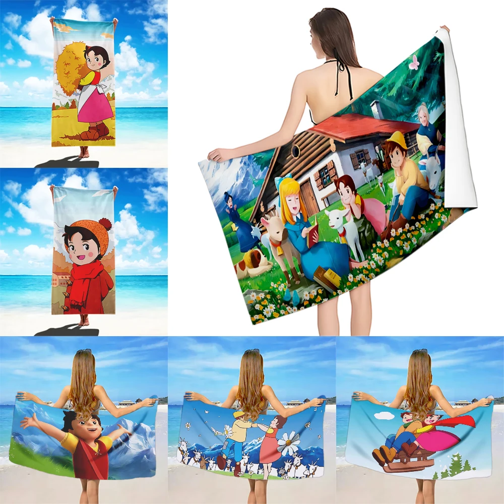 Cartoon Girl of the Alps Heidi Beach Towel Microfiber Sand Free Quick Dry Soft Sandproof Pool Towels Gift for Travel Shower