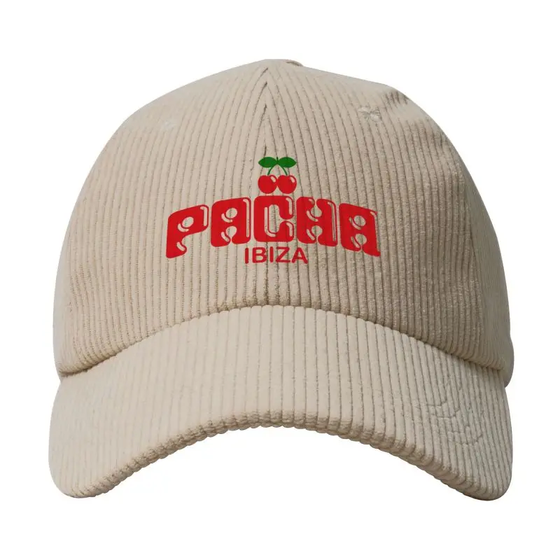 Preppy Cherry PACHA IBIZA Baseball Cap Soft Cozy Corduroy Hat Unisex Daily Casual Adjustable Snapback Caps