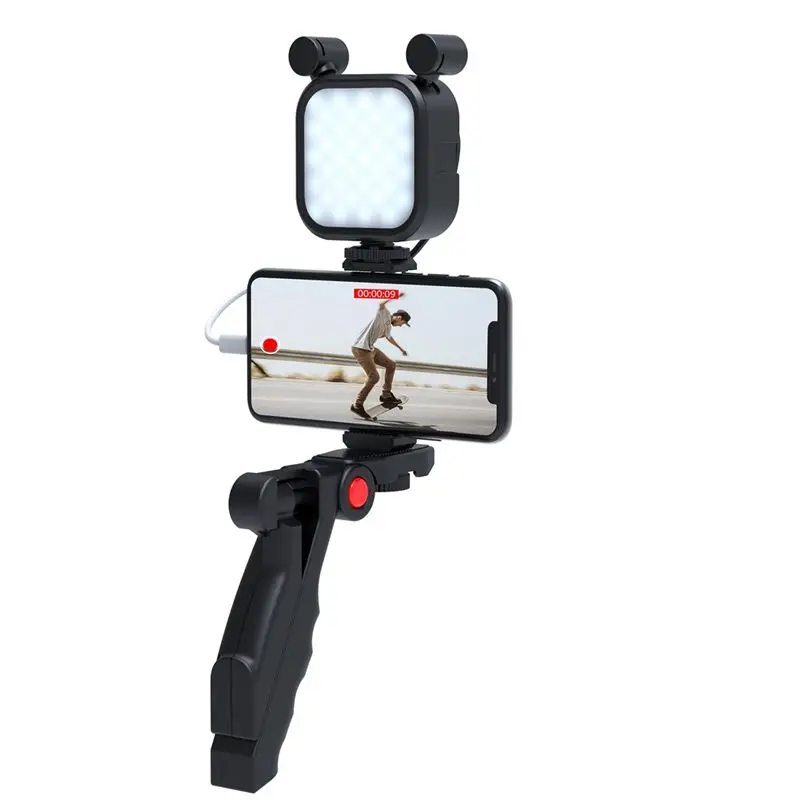 popop 2500K-9000K Microphone LED Fill Light LED Mini Video Vlog Full-Color RGB Mic Light for Smartphone SLR Camera V03-Black