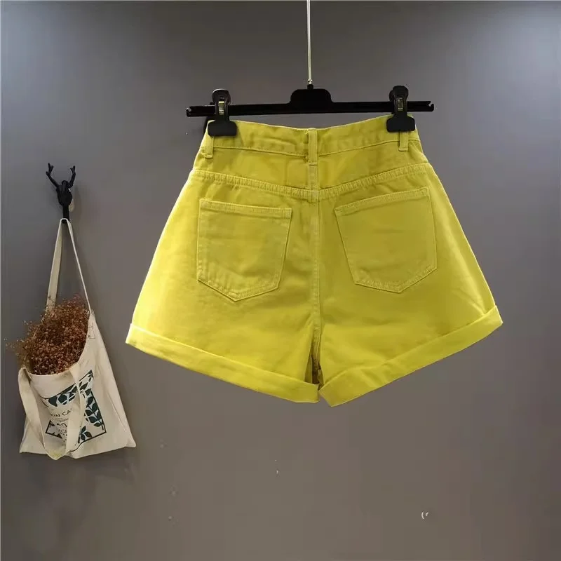 Women New Summer Slimming Instagram-Worthy Trendy And Versatile Flared fruit-Colored A-line Hot Pants For Girls Shorts Jeans