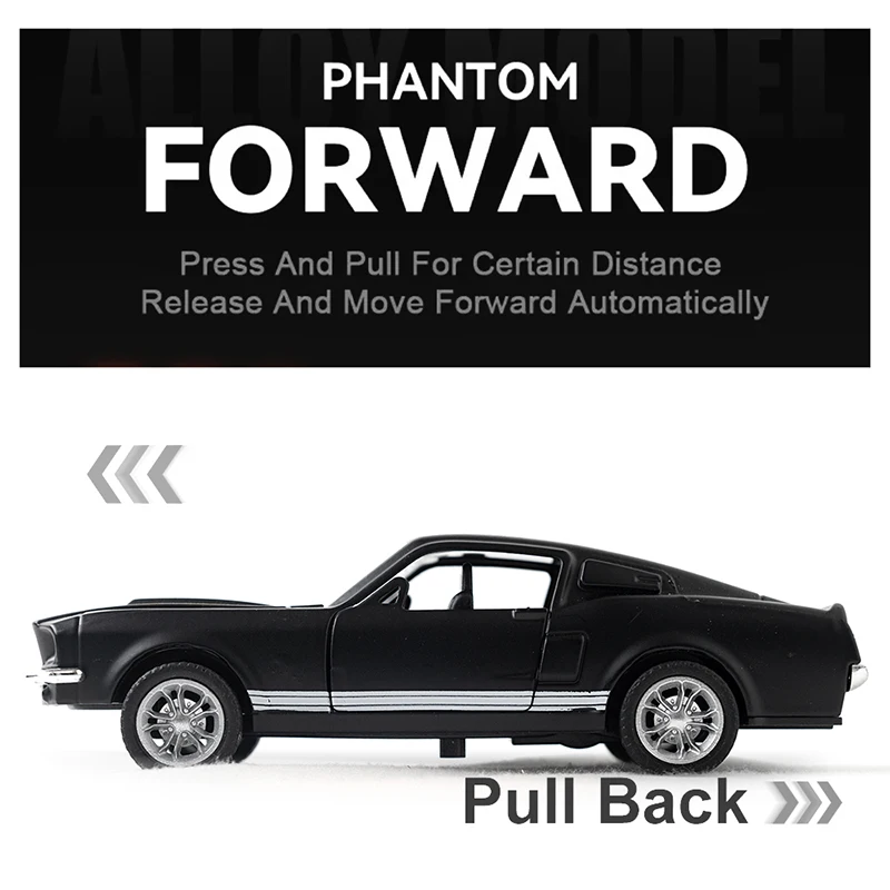 1:36 aleación Diecast Mustang GT clásico Vintage coche modelo tirar hacia atrás coche vehículo en miniatura réplica para colección regalo para chico
