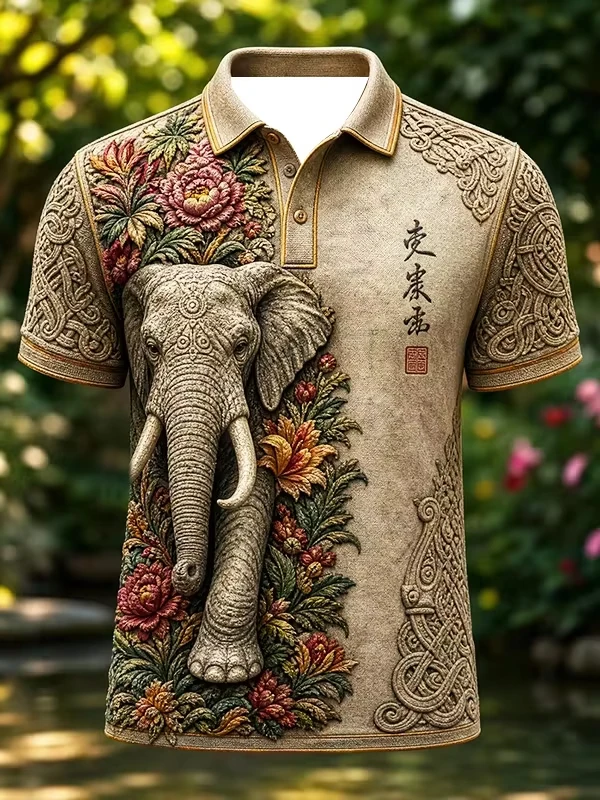 2027 Summer Men's New Style Polo Shirt - Japanese Samurai Series 3D Printed Sports Breathable Quick-Drying Top Family Version