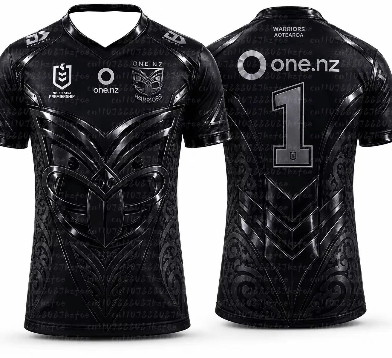 Family Matching Warriors Maori Tribal Metallic Print Rugby Jersey Oversized Solid Black Full Koru Pattern Number 1 Mesh Tees