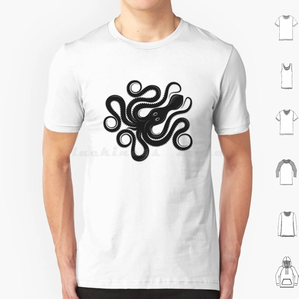 Ancient Greek Black Octopus T Shirt 6xl Cotton Cool Tee Ancient Greece Octopus Amphorae Mediterranean Greece Pottery Ceramic