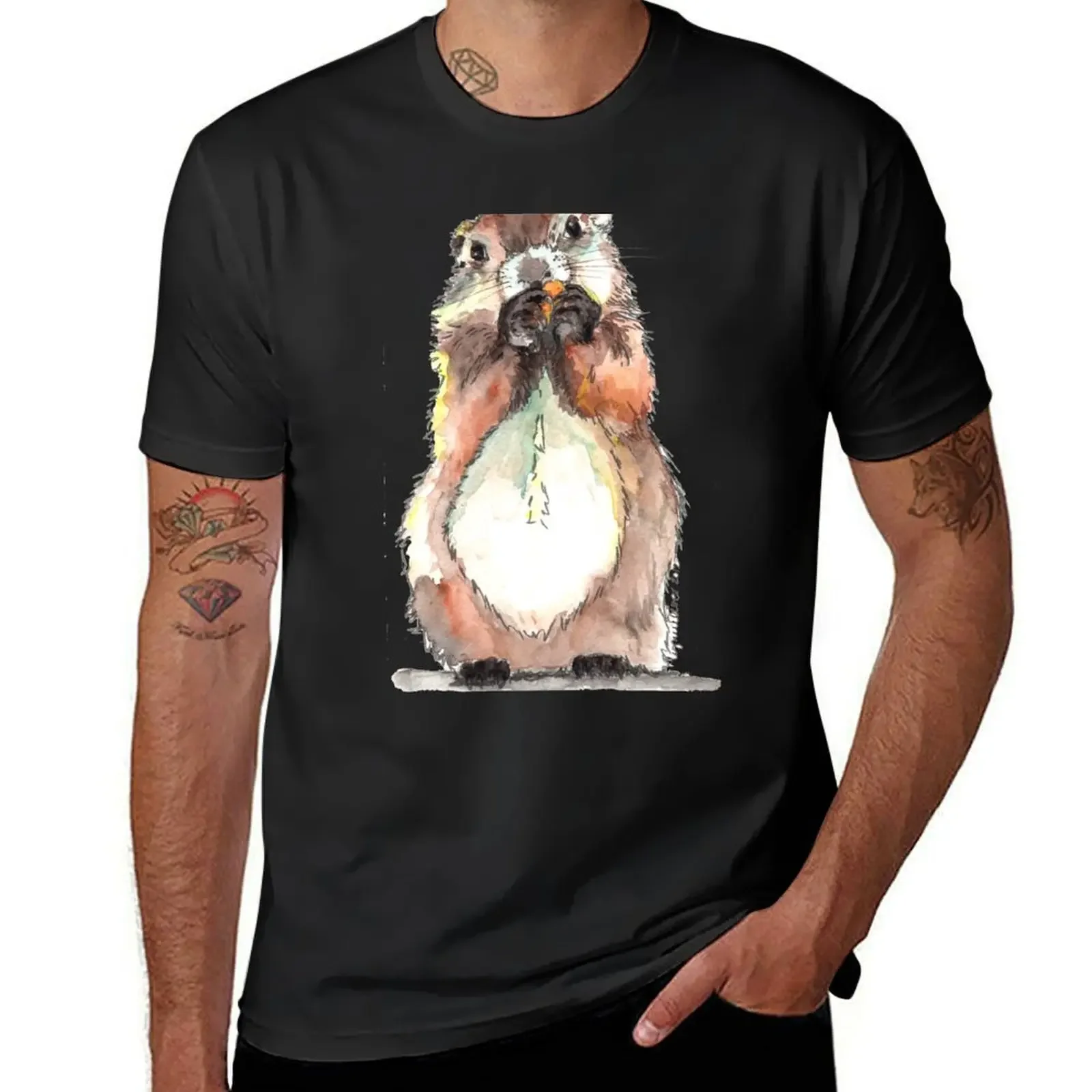 Dinky the Groundhog T-Shirt summer top man clothes plus size tops Funny t-shirt t shirts for men