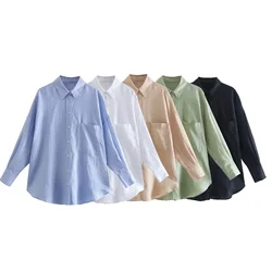 ZR same style linen cotton and linen pure color POLO collar long-sleeved shirt cardigan cool breathable casual versatile 8372034