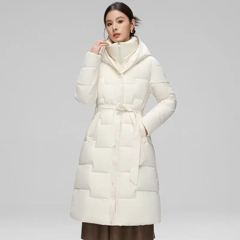 سترة مبطنة بالقطن للمرأة 2025 شتاء جديد معطف دافئ مقنعين سترات طويلة فضفاضة رشاقته الإناث ملابس خارجية مقاومة للبرد #6