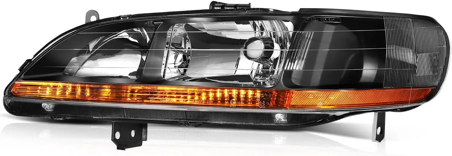 

Замена фары в сборе, подходит для Honda Accord 1998-2002, черный корпус, янтарный отражатель, прозрачные линзы для водителя и пассажира