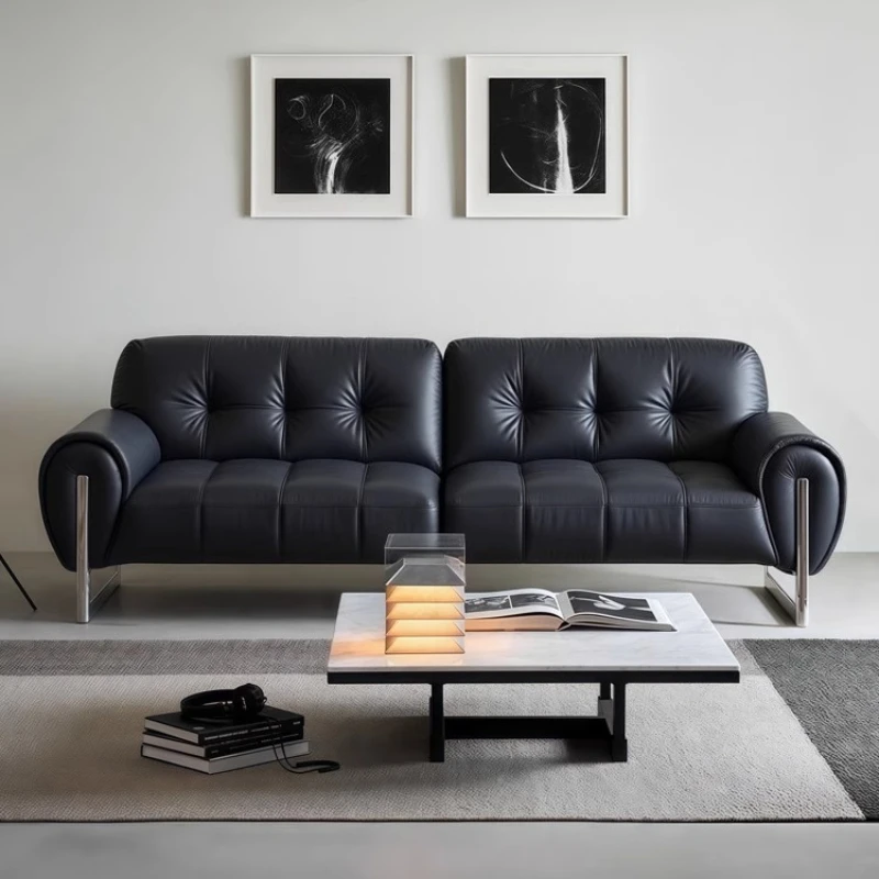 Black Armchair Sofa Fabric Leather Minimalist Straight Sofa Cushion Design Sillon Reclinable Individual House Accessories