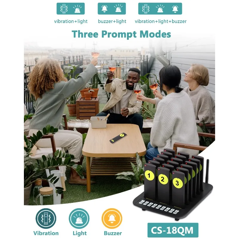 Restaurant Waiter Wireless Paging System 18 Call Buzzer  Mini Size 800ft Range