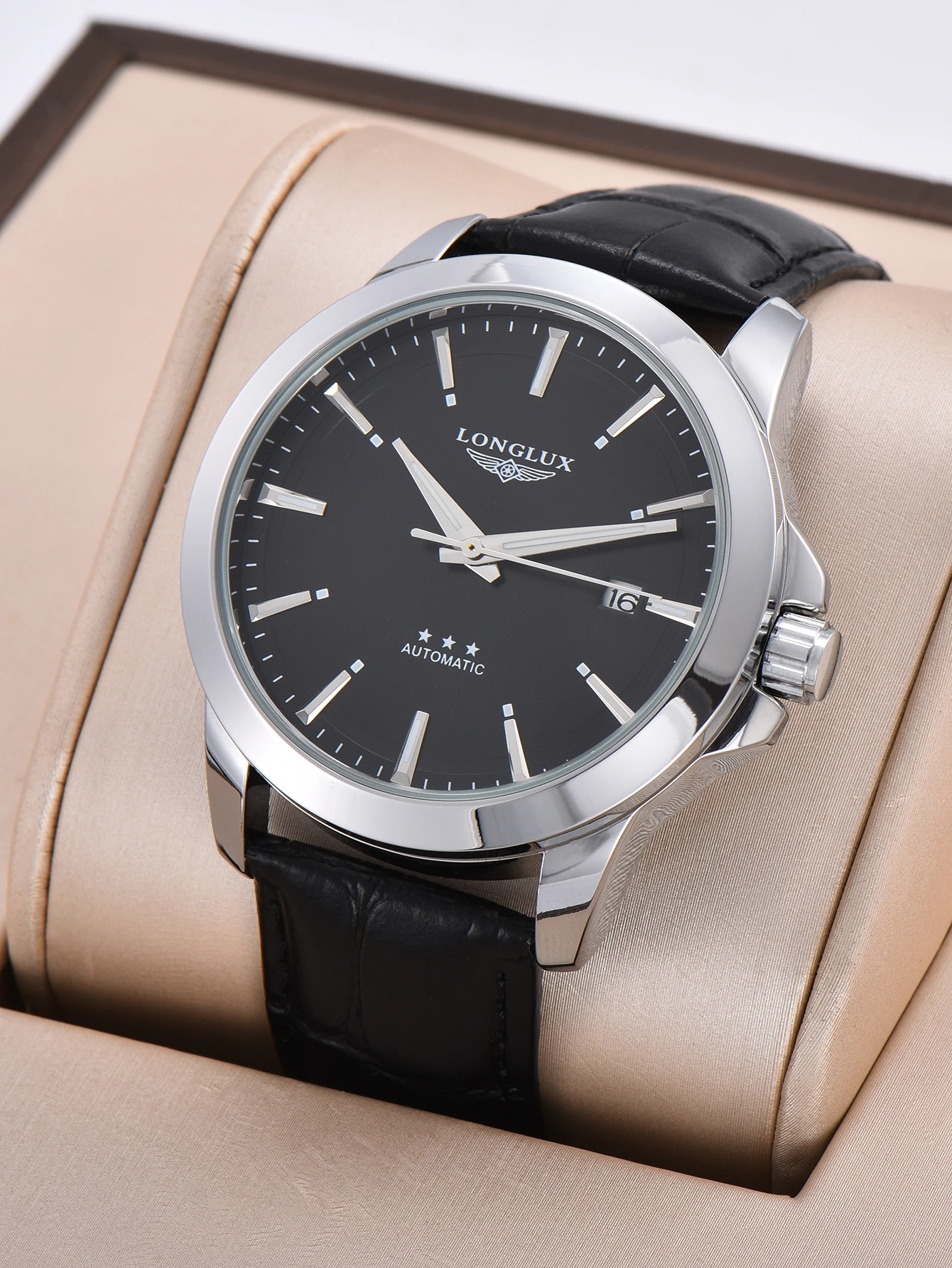 Herren Automatikuhr Business Datum Mechanische Uhren Wasserdicht Leder Leuchtend Minimalistisch Geschenk für Sie