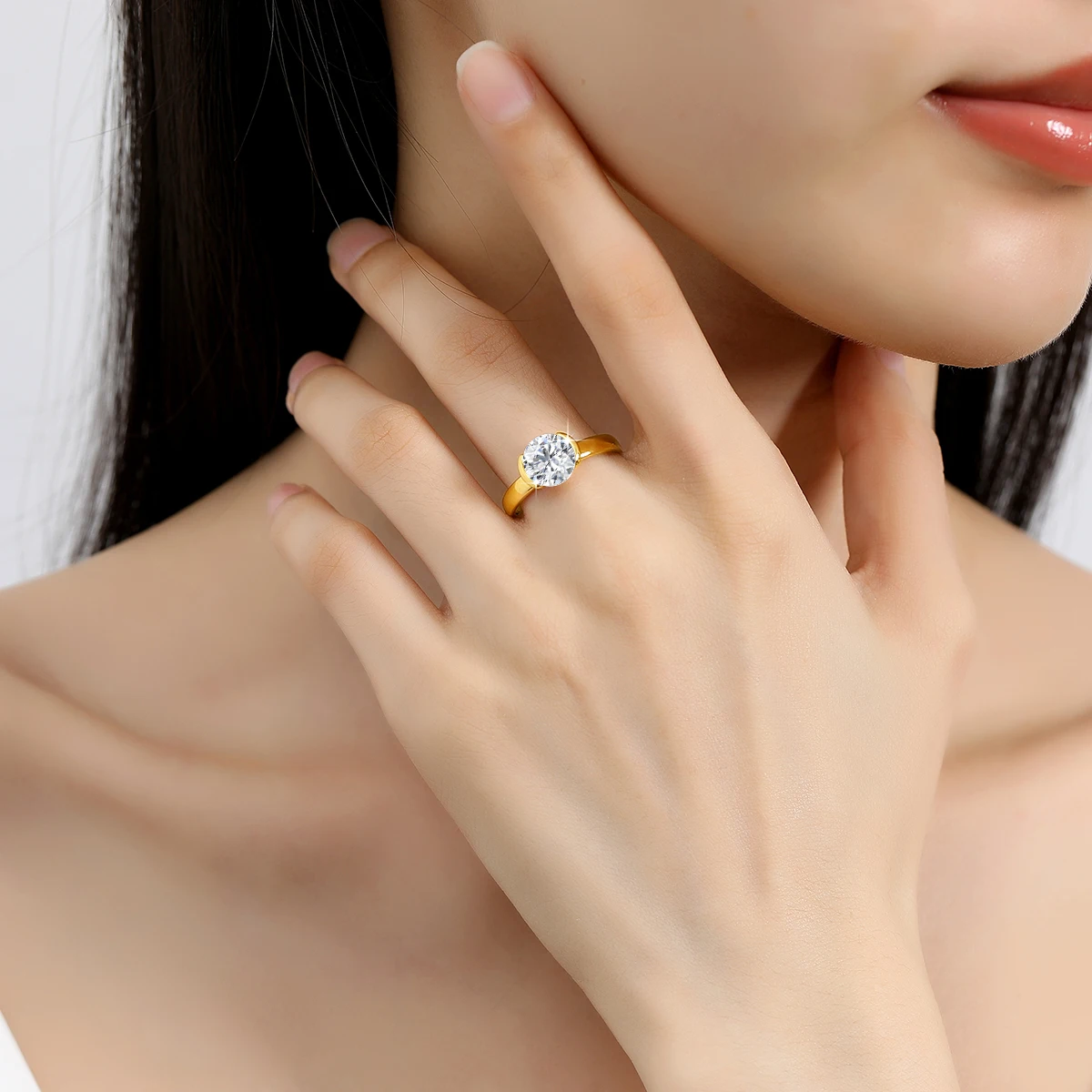 

14K Gold Moissanite Diamond Ring 2ct Flower Bud Bezel Setting Au585 Original Luxury Wedding Engagement Gifts Jewelry Certified