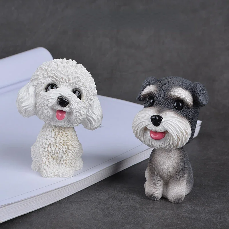 New Shaking Head Dog Ornament Cute Nodding Decoration Gift Car Interior Resin Dog Decoration Car Trim  Car Accessories Interior
