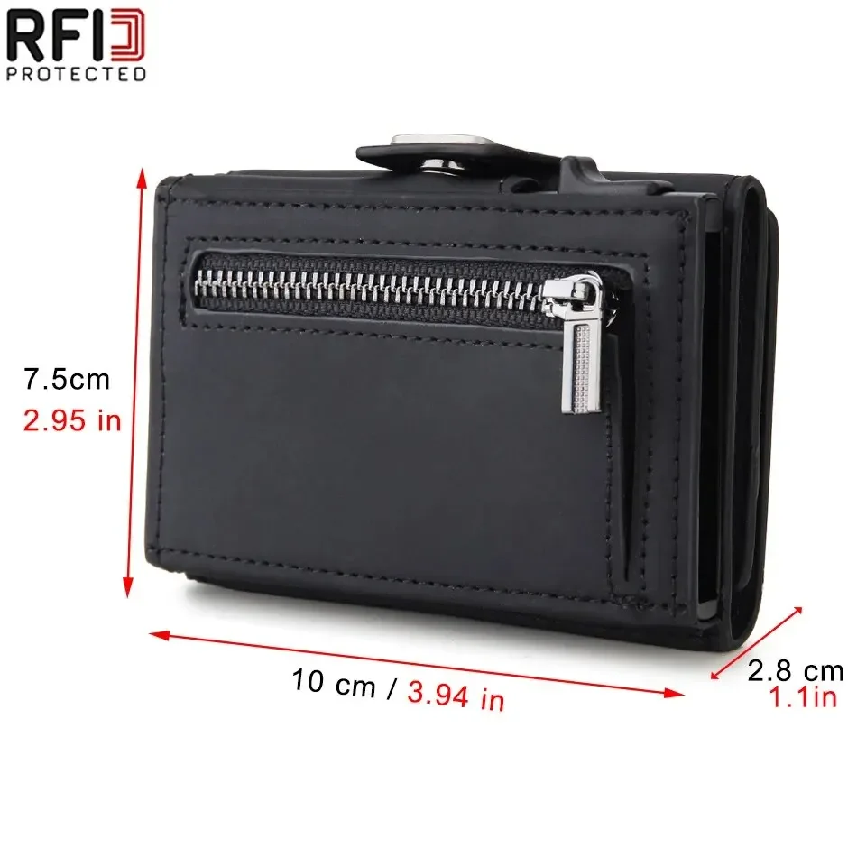 RFID-Pop-Up-Geldklammer für Herren mit externem Reißverschlussfach, großes, faltbares Portemonnaie für Geschäftsreisen und den täglichen Gebrauch – Detail 3