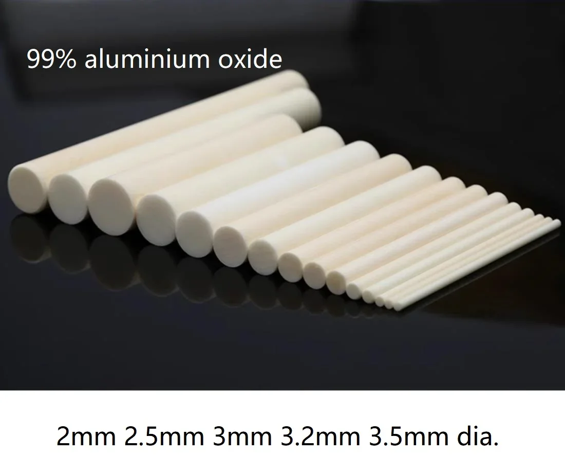 

2mm 2.5mm 3mm 3.2mm 3.5mm dia 99% aluminium oxide Mirror ceramic insulation rod AlO alumina corundum bar aluminous ceramic stick