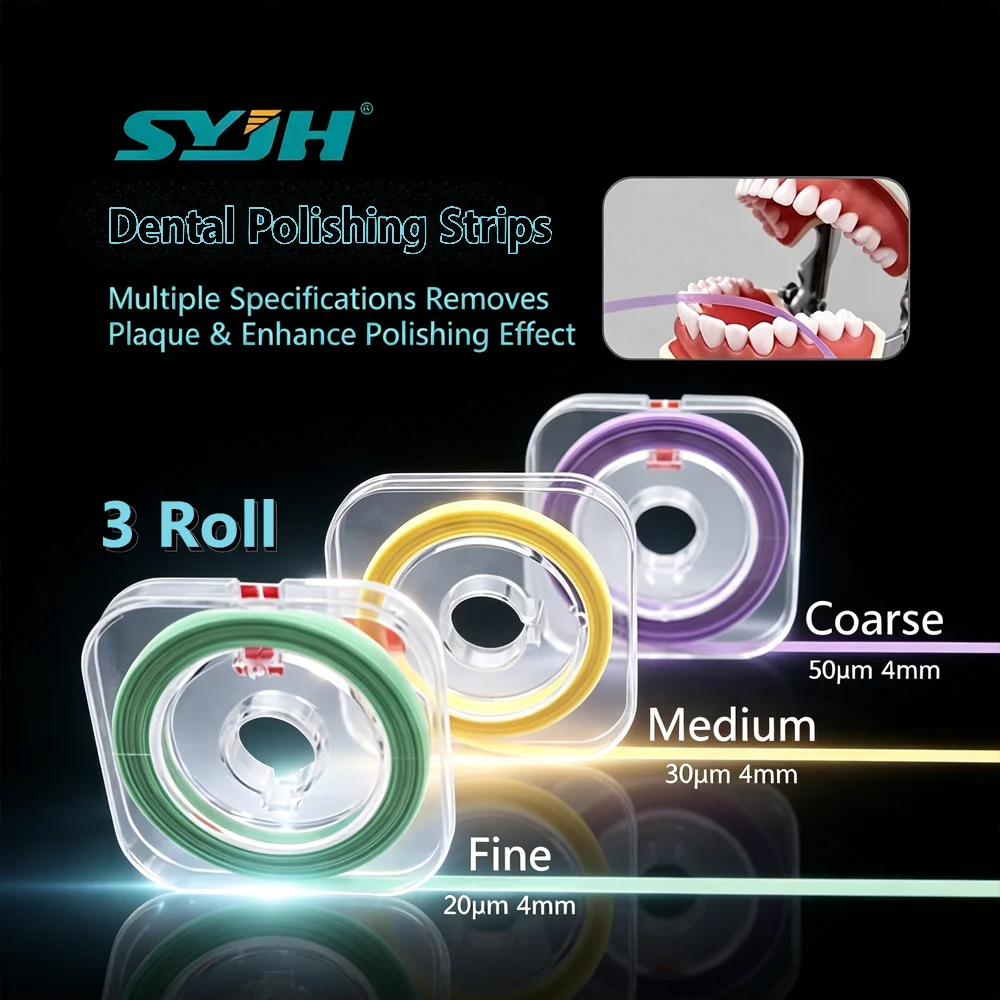 SYJH 1 Roll 6m x 4mm Dental Polishing Strip Teeth Grinding Whitening Sanding Shaping Coarse Fine Medium Multi Color Dentist Tool