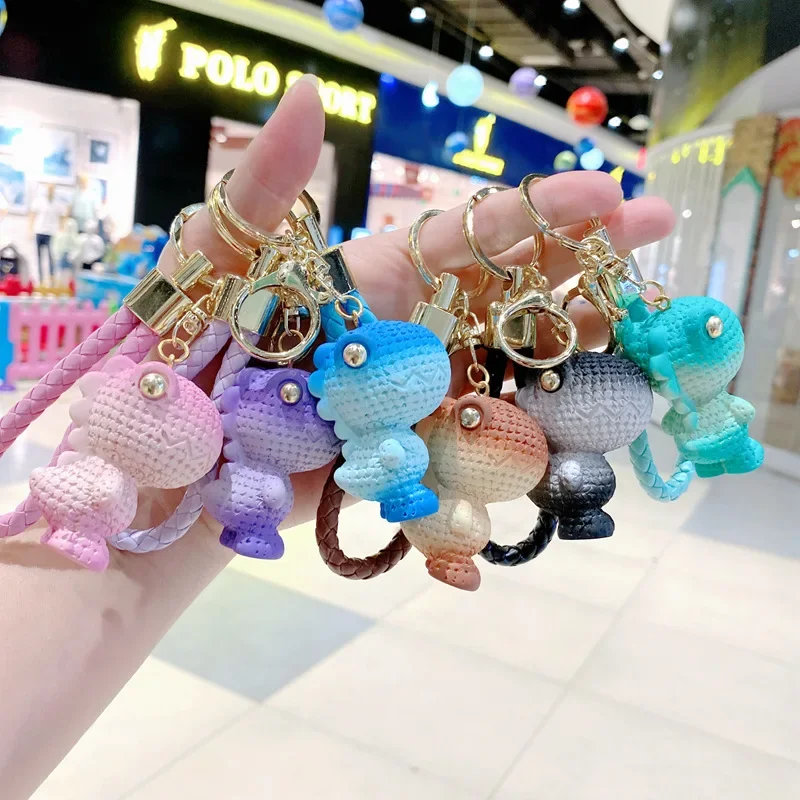 New Pair of Resin Wool Dinosaur Keychains Unique and Creative Cute Dolls for Friends and Couples Small Accessories for Your Bag