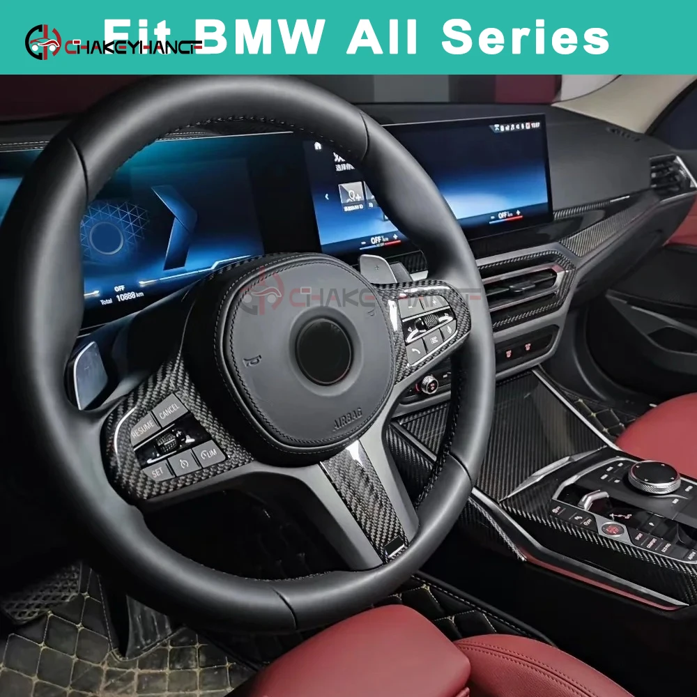 For BMW 2 3 4 M2 M3 M4 G42 G87 G20 G21 G80 G81 G22 G23 G26 G82 G83 2019-2026 Carbon Fiber Steering Wheel Button Cover Sticker