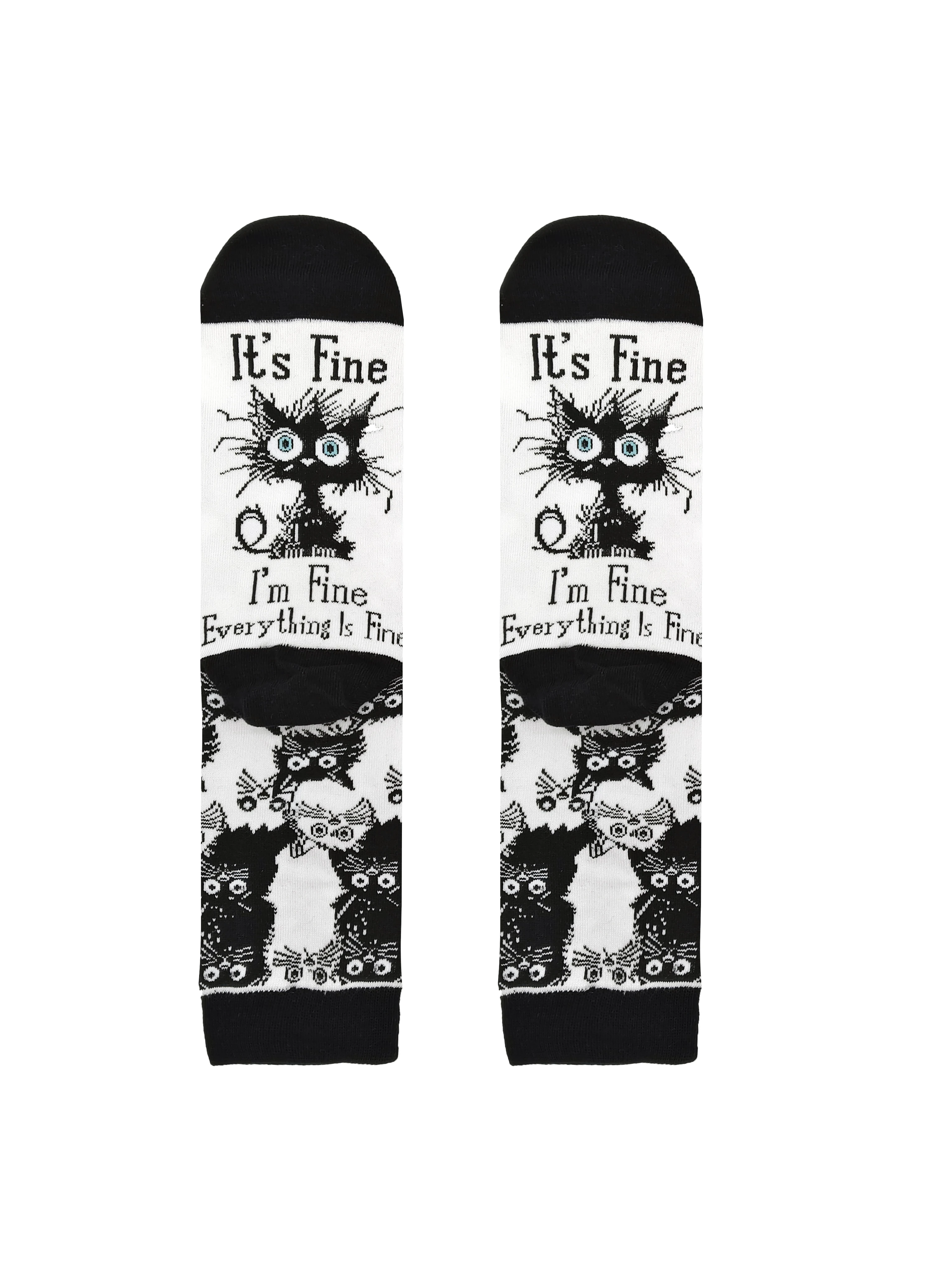 

New Creative Mid-Calf Jacquard Cotton Socks with Personalized Cat Cartoon Print Pattern Mid-Calf Cotton Socks