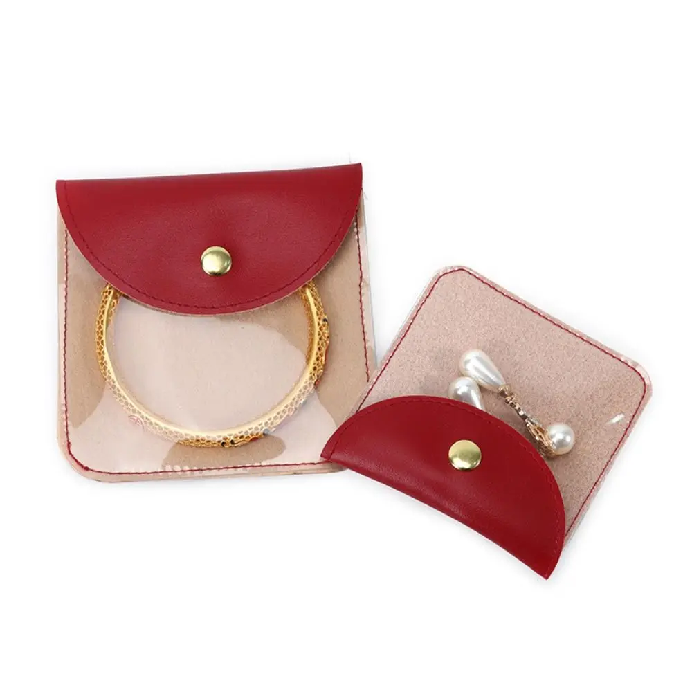 

5pcs Snap Button Jewelry Packaging Bags Exquisite Ear Studs Case Earrings Ring Storage Pouch Jewlery Organizer Transparent