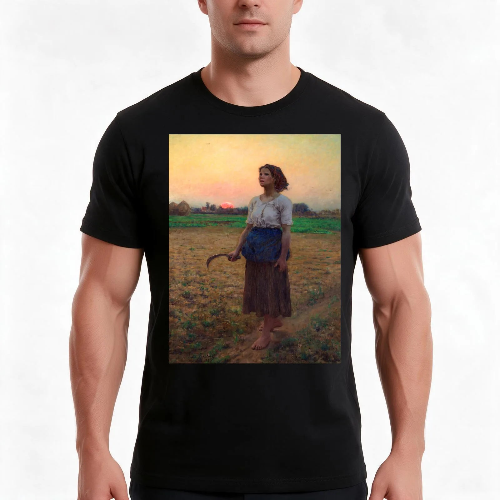 Jules Breton - Song of the Lark T-Shirt, Summer Casual Cotton Tee, Oversized Streetwear Tops, Vintage Graphic Print, 100% Cotton