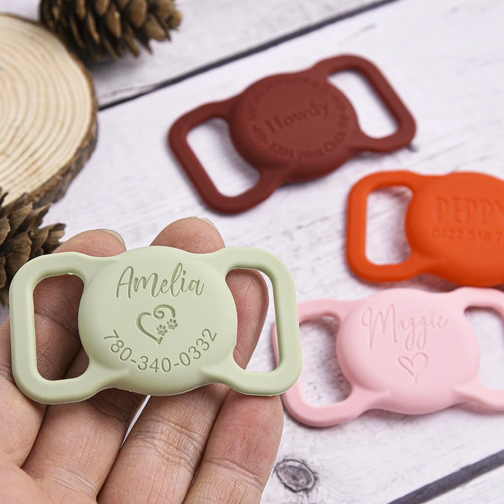 Benutzerdefinierte Airtag Hülle Hund Katze Halsband GPS Finder Bunte leuchtende schützende Silikonhülle Personalisierte Air Tag Tracker Hülle – Detail 1