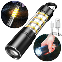 Powerful LED Flashlight Type-C USB Charging Tungsten Wire Flashlight 160LM LED Zoomable Torch 1200mAh for Outdoor Camping Hiking