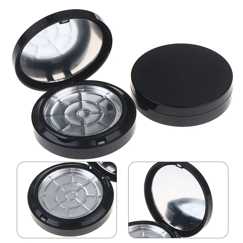 Leerer Mehlbehälter mit Spiegel, Magnet, Saugnapf, kompakte Box, doppelschichtig, nachfüllbar, Highlight-Rouge, Lidschatten, Kosmetikbox