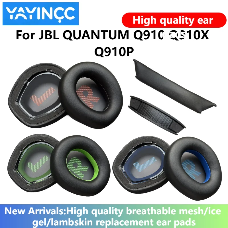 

YAYINCC Replacement Protein Leather memory foam Ear Pads /Head beam cushion With buckle For JBL QUANTUM Q910 Q910X Q910P Headset