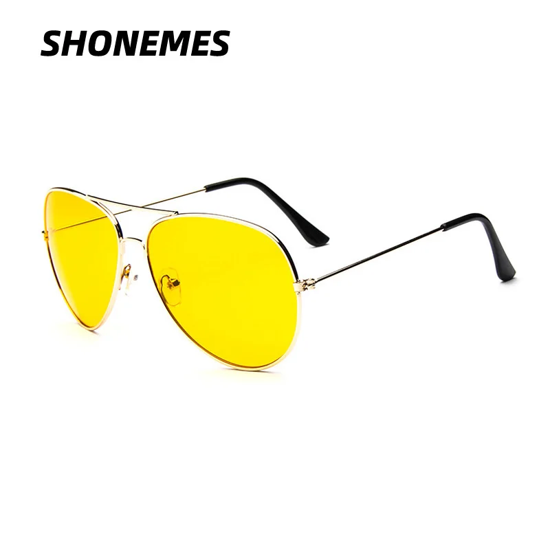 SHONEMES Aviation Sunglasses Vintage Pilot Shades Night Vision Outdoor UV400 Driving Sun Glasses Yellow Black for Men Women