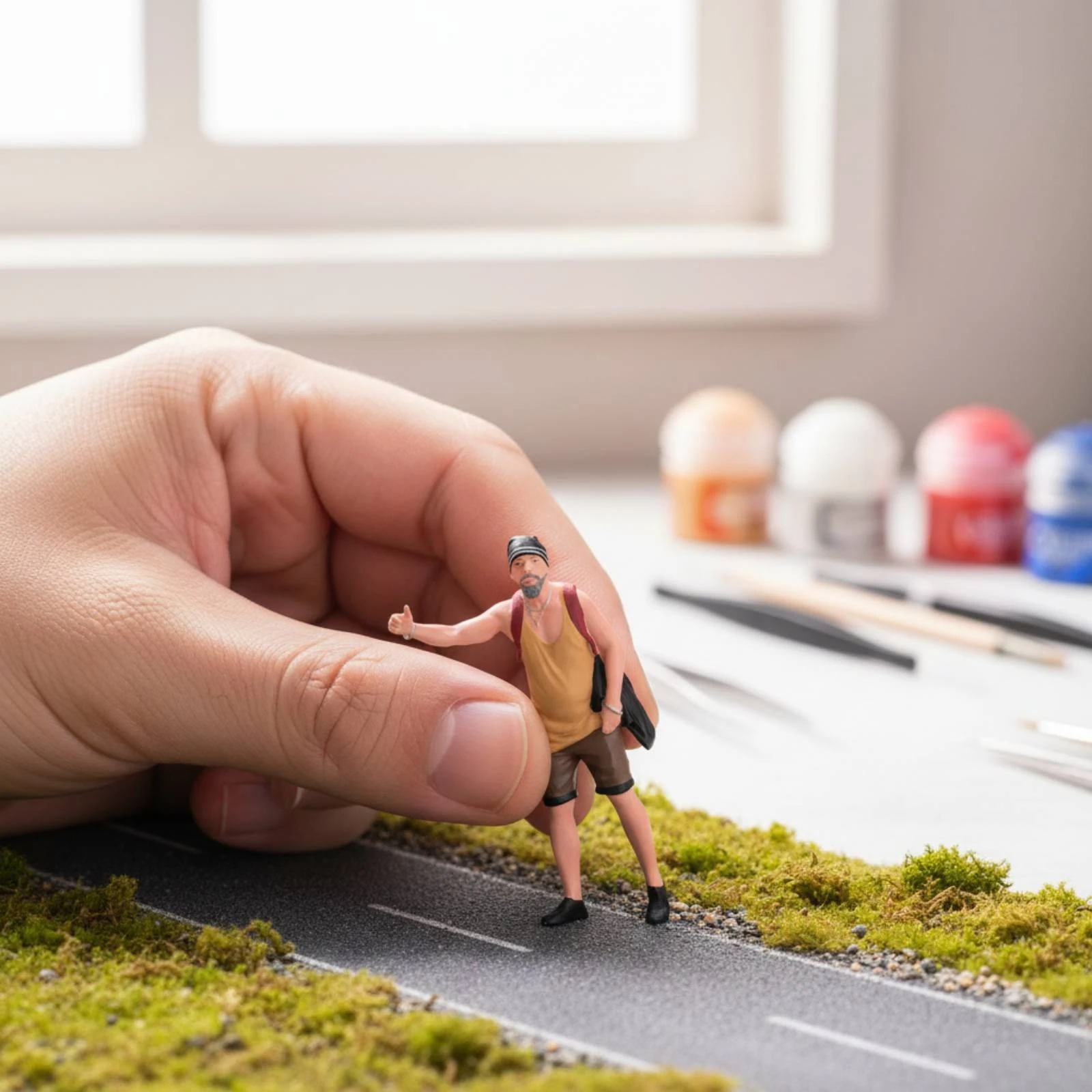 Hand-Painted Resin Figure Compact Hand Painted Resin Figure Miniature Man Figurine Realistic Collectible